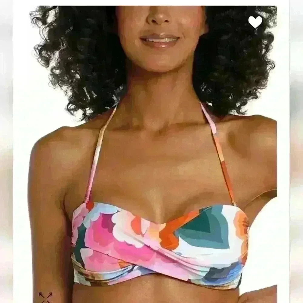 La Blanca Twist Front Bandeau Bikini Top Removable Strap Size 6